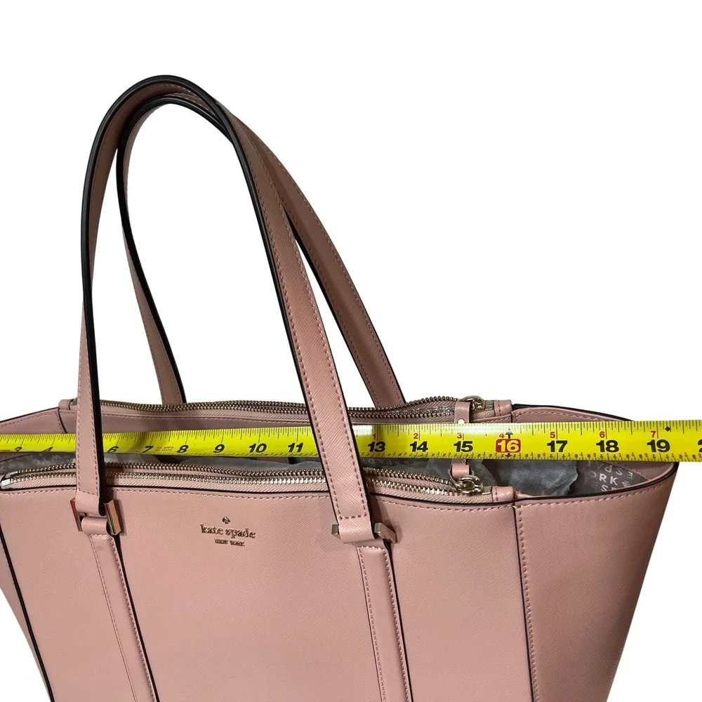 Kate Spade New York Pink Saffiano Leather‎ Triple Compartment Tote Bag Large